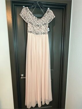 NWT MARINA Blush Maxi Dress with Embellished Bodice Prom Dress